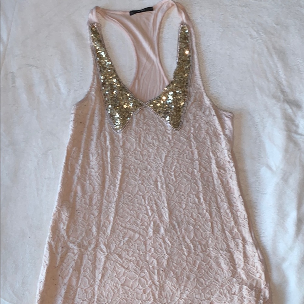 Lace top with gold sequin collar (Nordstrom)